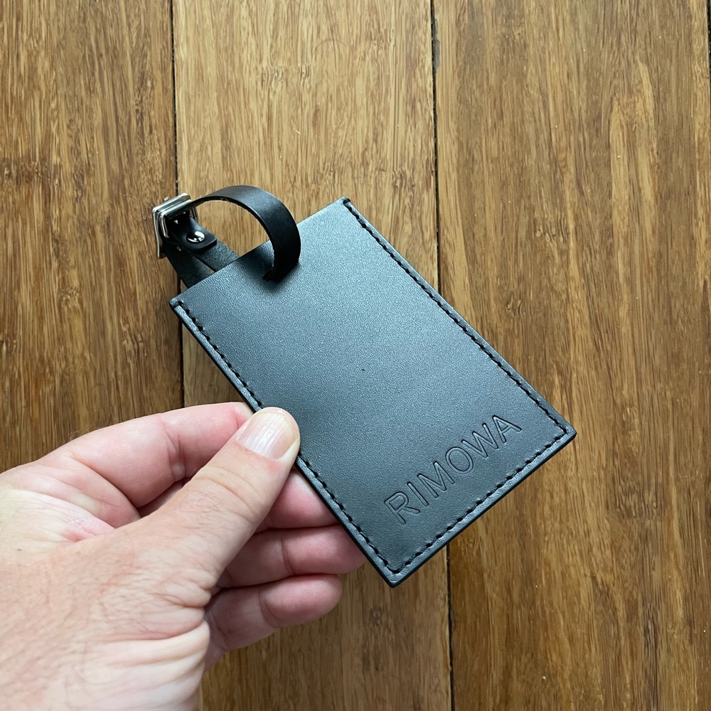 Rimowa black leather luggage tag